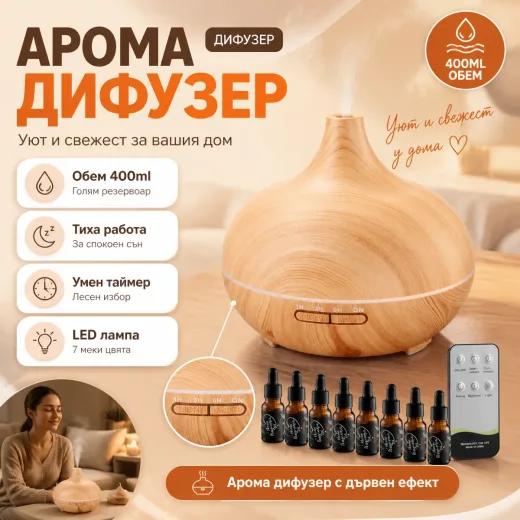 Υπερηχητικός διαχύτης αρώματος και υγραντήρας 400ml