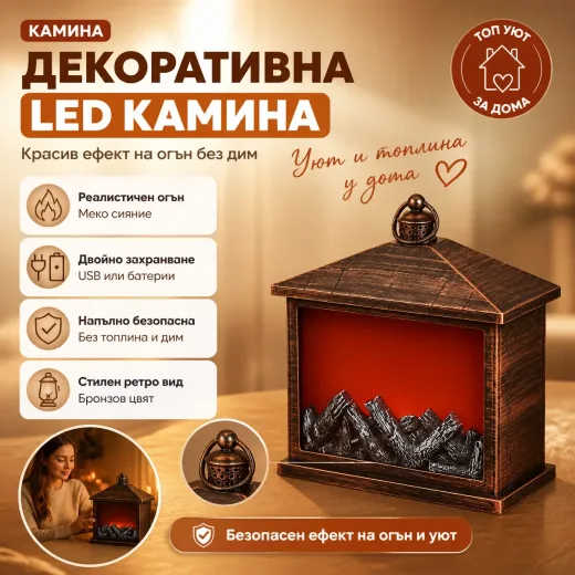 Διακοσμητικό τζάκι LED σε σχήμα σπιτιού