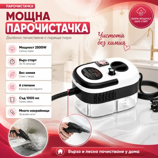 Ισχυρός φορητός ατμοκαθαριστής 2500W με εξαρτήματα