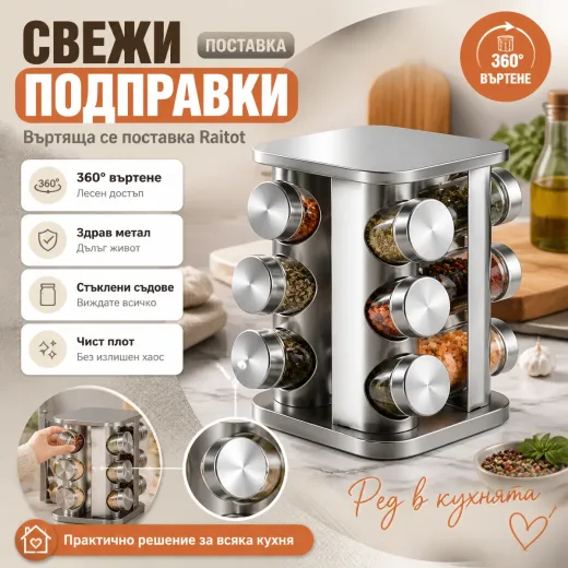 Περιστρεφόμενη μεταλλική βάση για μπαχαρικά Raitot
