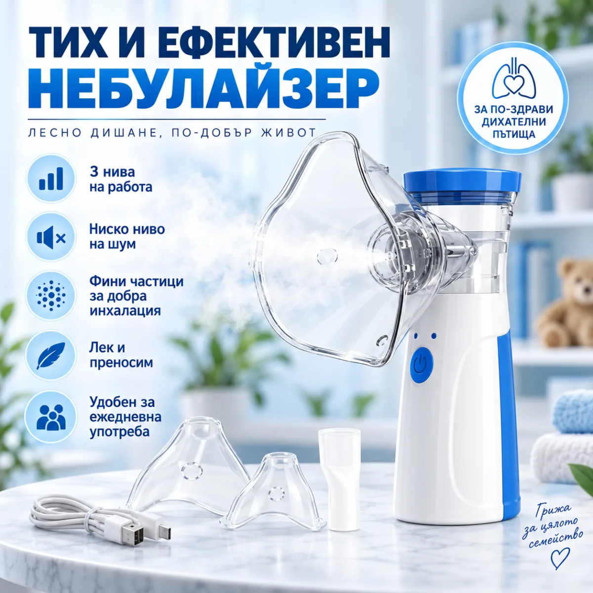 Φορητός αθόρυβος νεφελοποιητής mesh με USB