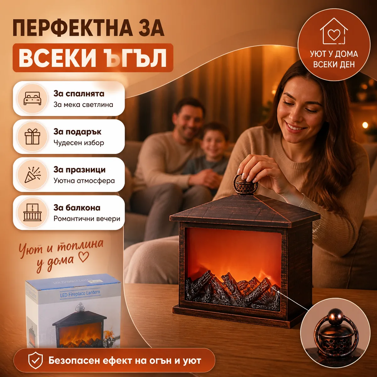 Διακοσμητικό τζάκι LED σε σχήμα σπιτιού