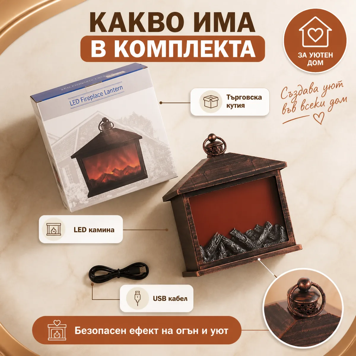 Διακοσμητικό τζάκι LED σε σχήμα σπιτιού