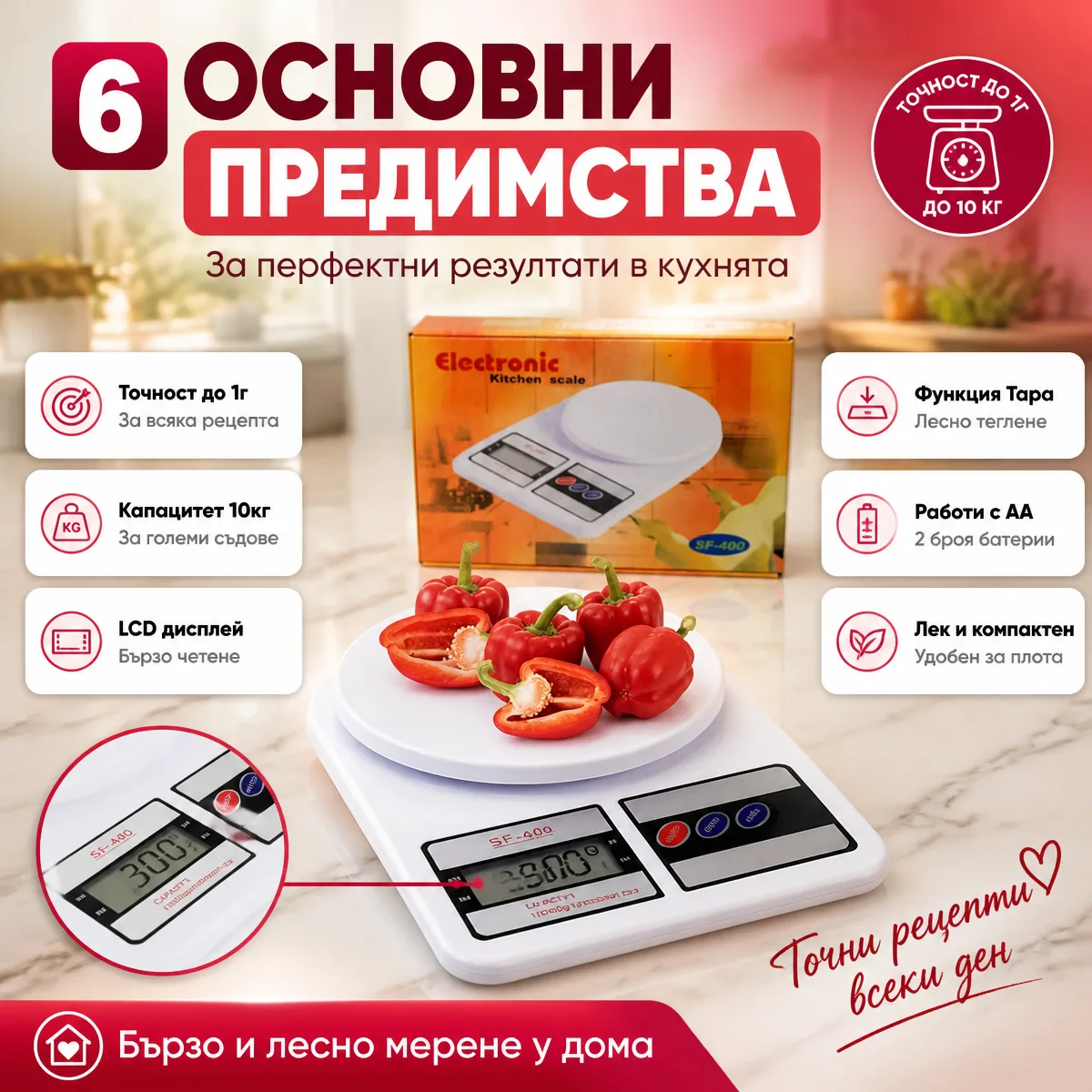 Ηλεκτρονική ζυγαριά κουζίνας έως 10 kg