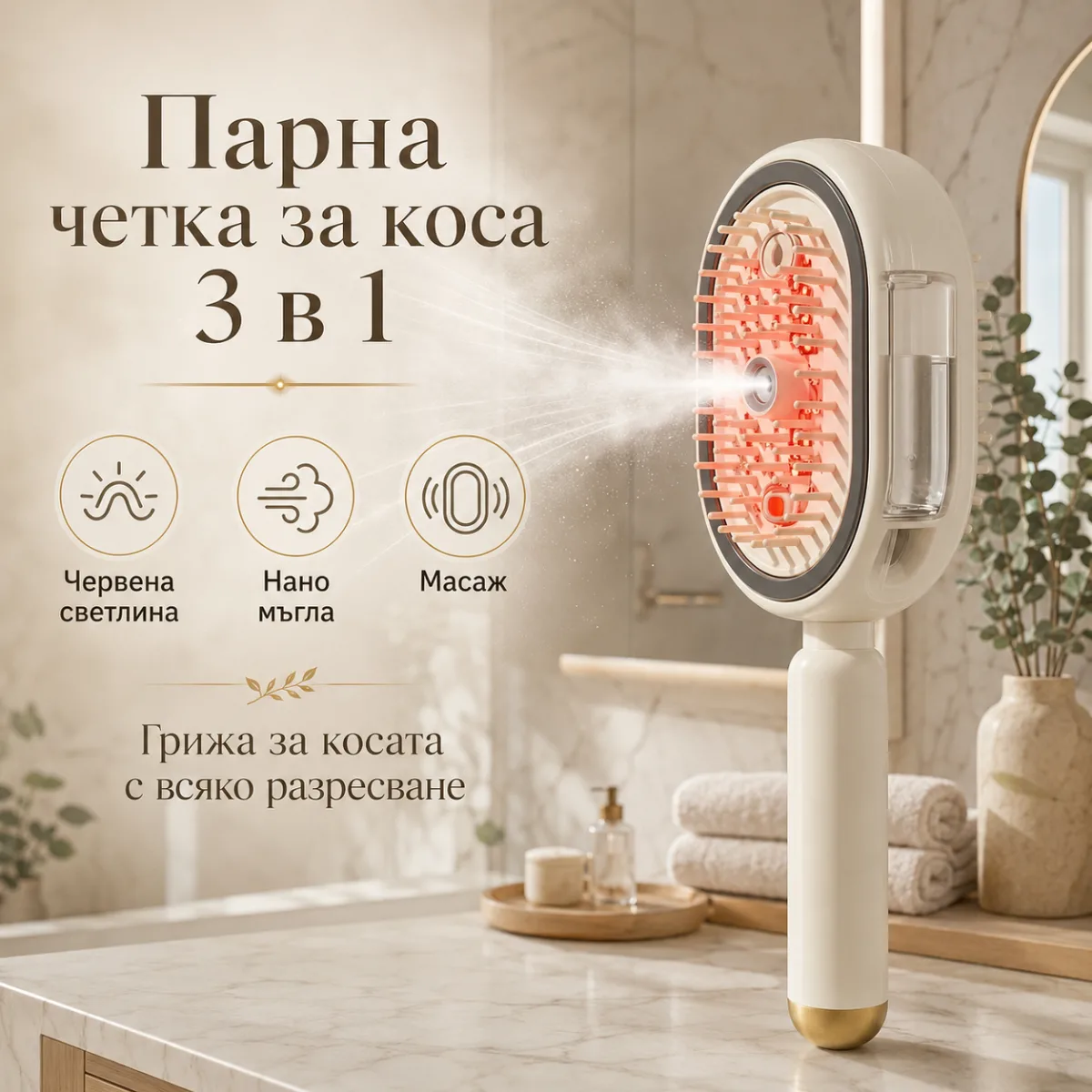 Ηλεκτρική βούρτσα ατμού για μαλλιά 3σε1