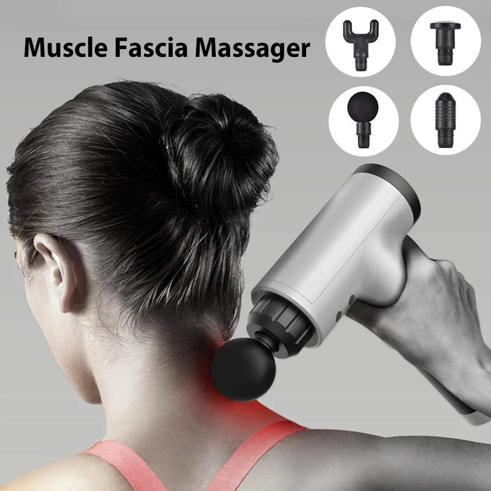 Συσκευή μασάζ κρούσης σώματος Fascial Gun με 4 κεφαλές