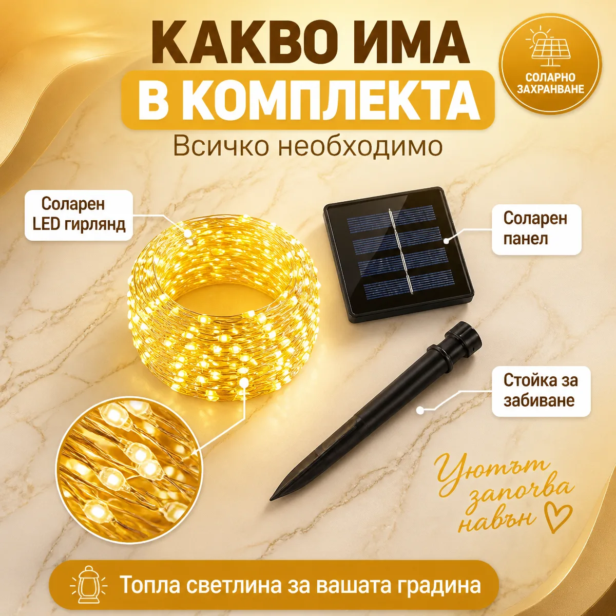 Ηλιακός φωτισμός γιορτής κήπου 10 μέτρα