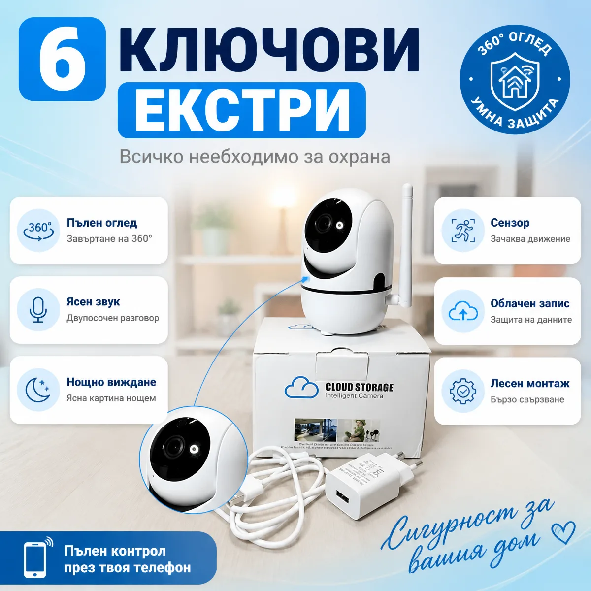 Έξυπνη Wi-Fi Κάμερα Ασφαλείας 1080P