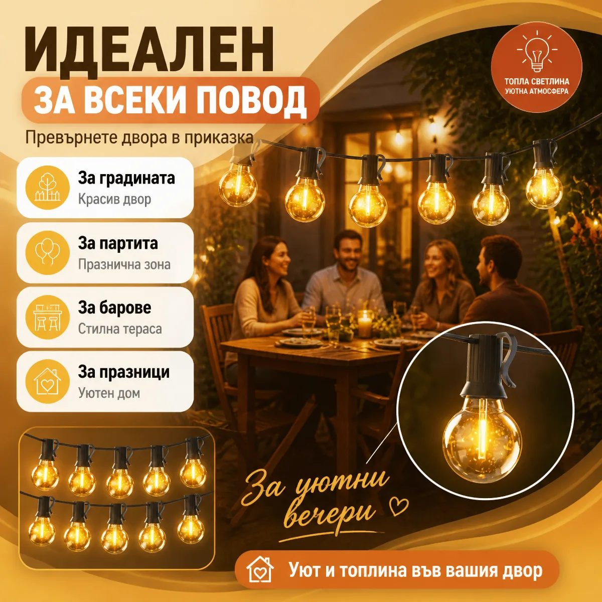 Διακοσμητική γιρλάντα LED 10m με 20 λάμπες