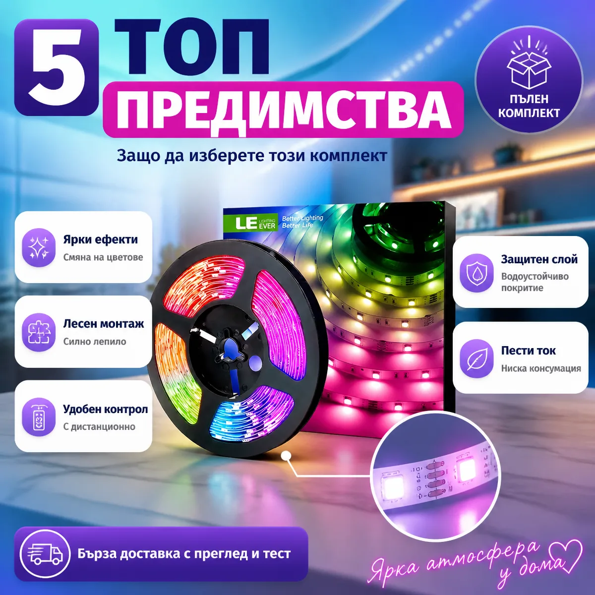 Σετ ταινία RGB LED 5 μέτρα με τηλεχειριστήριο