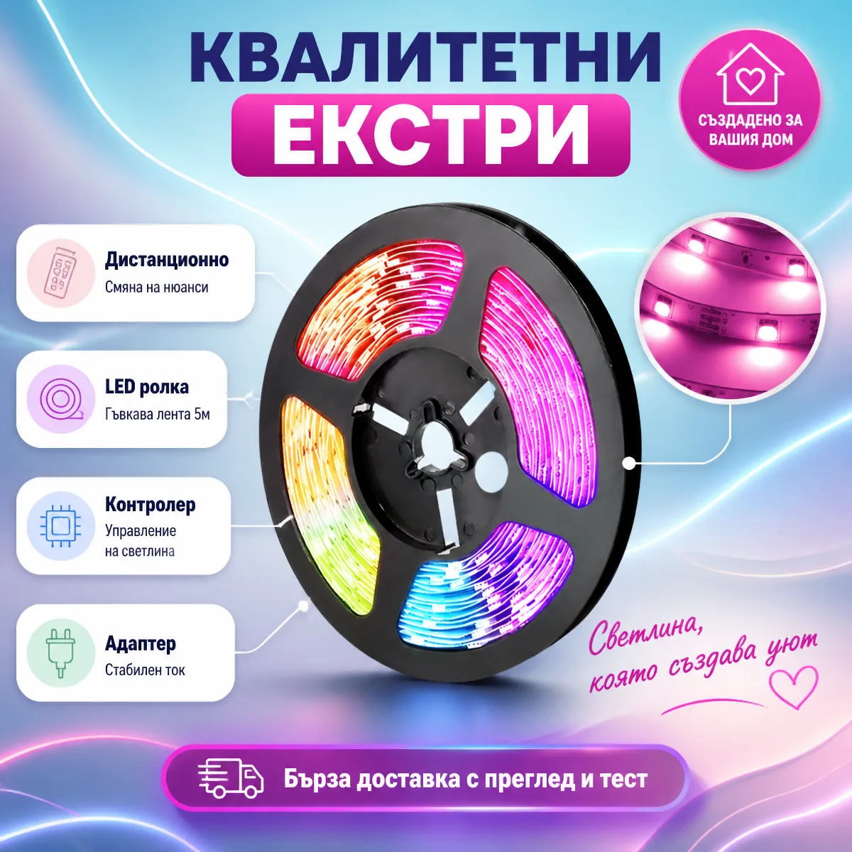 Σετ ταινία RGB LED 5 μέτρα με τηλεχειριστήριο