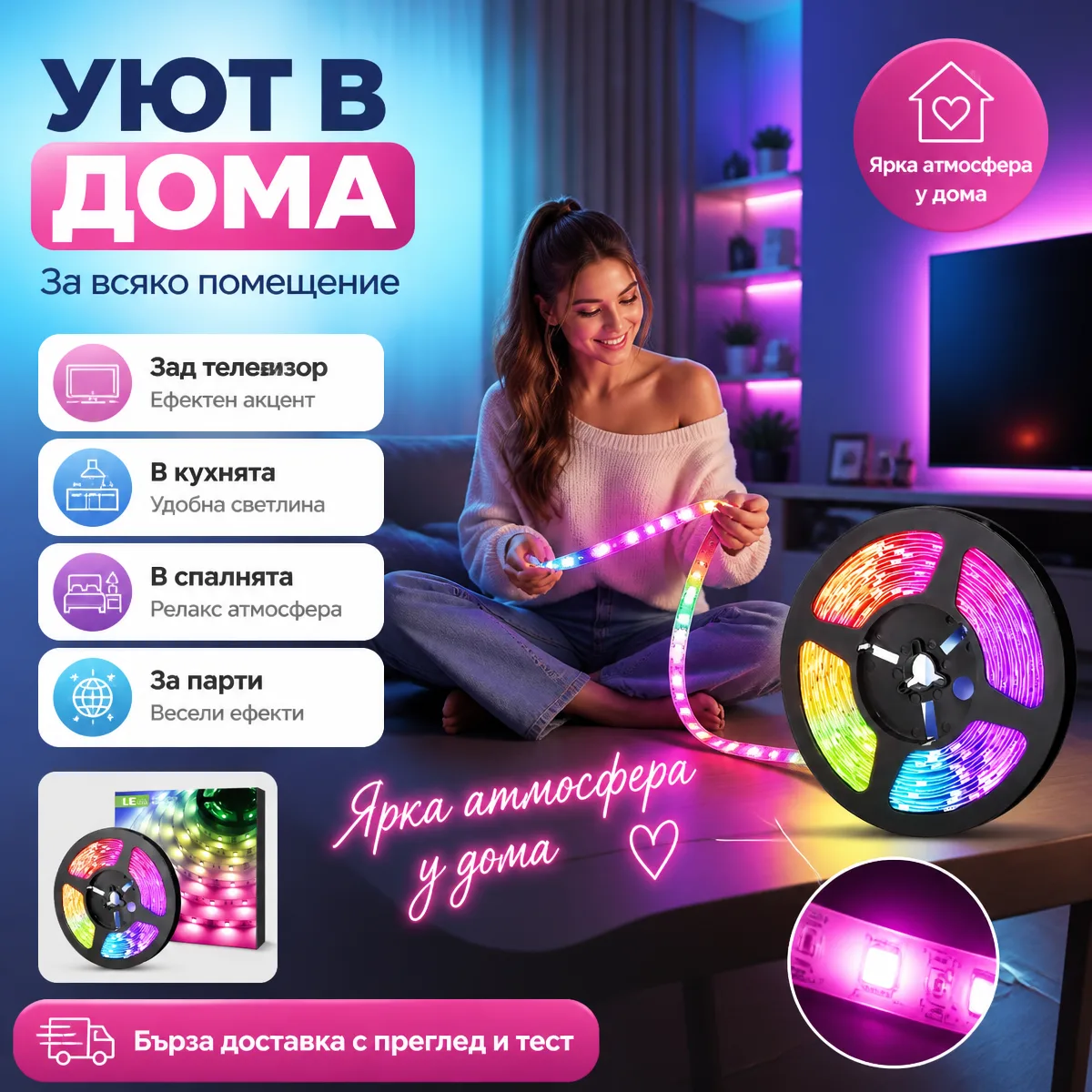 Σετ ταινία RGB LED 5 μέτρα με τηλεχειριστήριο