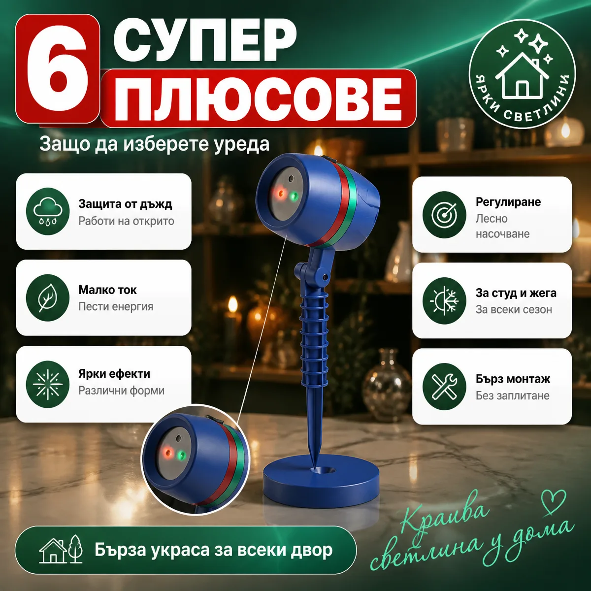 Αδιάβροχος Προβολέας Λέιζερ Έναστρος Ουρανός MotionLaserLight
