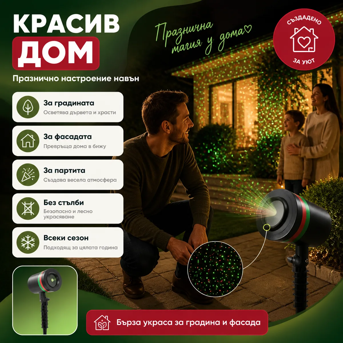 Εξωτερικός προβολέας laser για κήπο και πρόσοψη