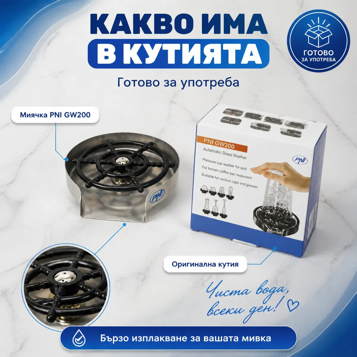Ξεπλυτήρι ποτηριών με εκτόξευση νερού