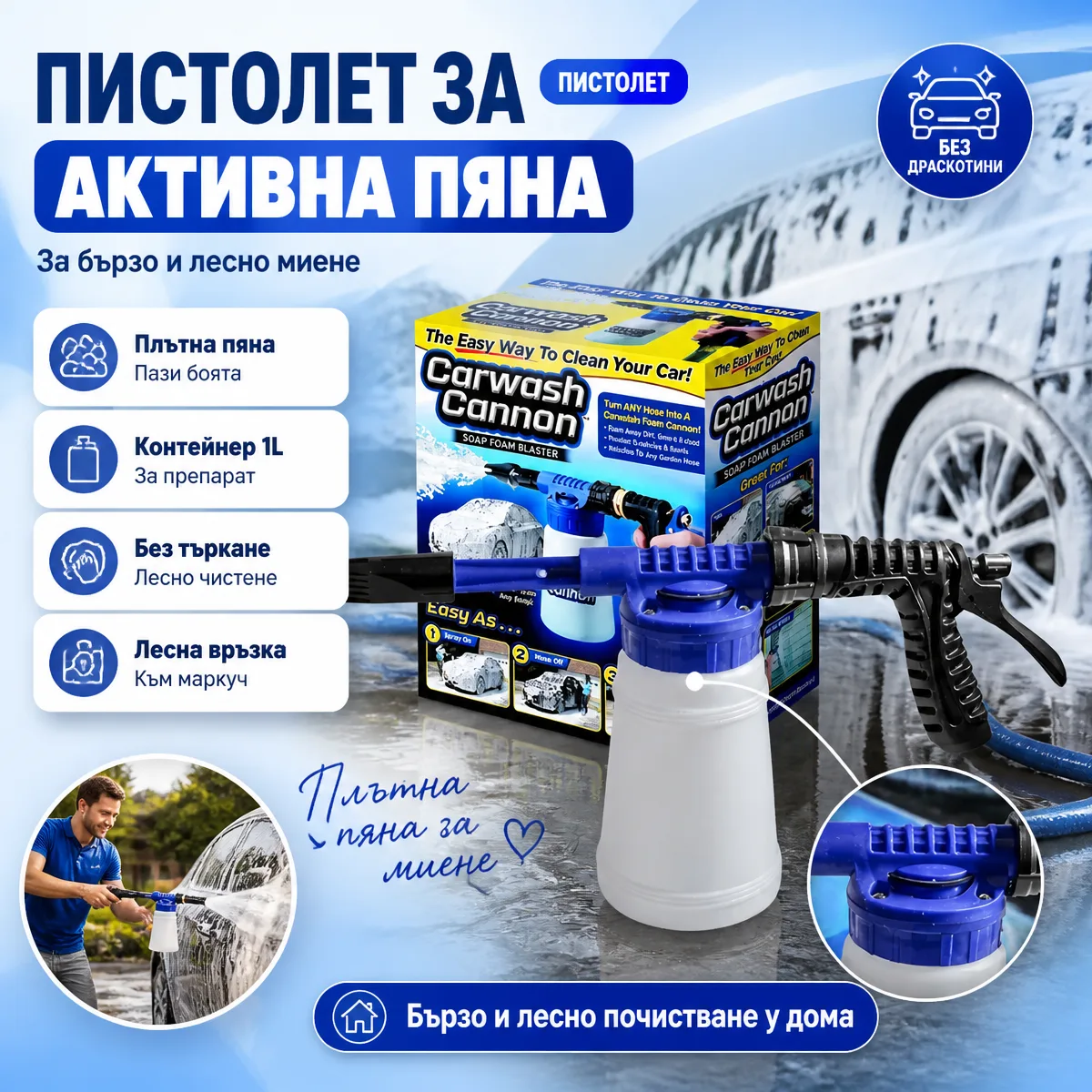 Πιστόλι πλυσίματος αυτοκινήτου με δοχείο αφρού