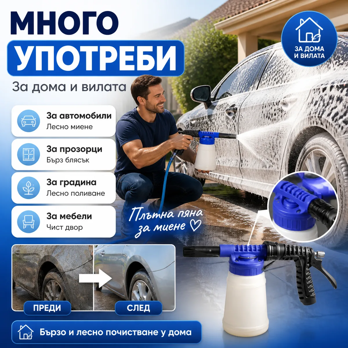Πιστόλι πλυσίματος αυτοκινήτου με δοχείο αφρού