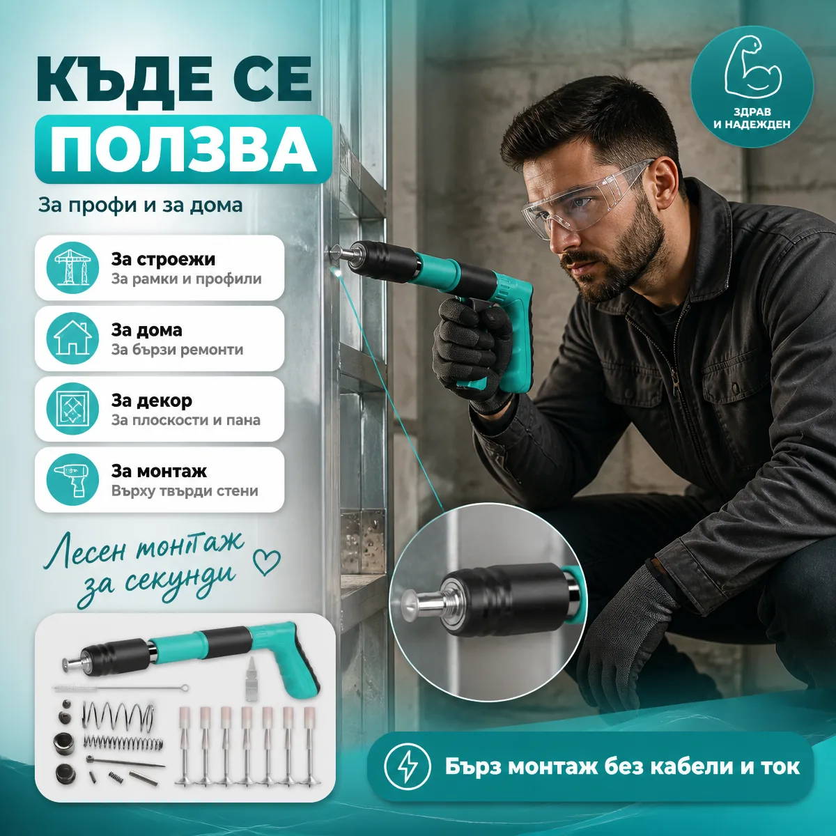 Χειροκίνητο πιστόλι καρφιών με γόμωση