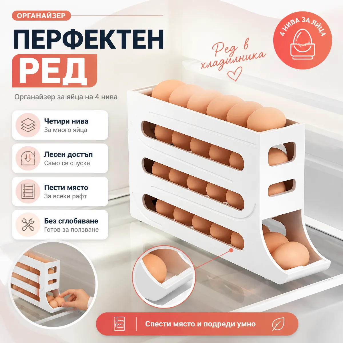 Οργανωτής αυγών 4 επιπέδων