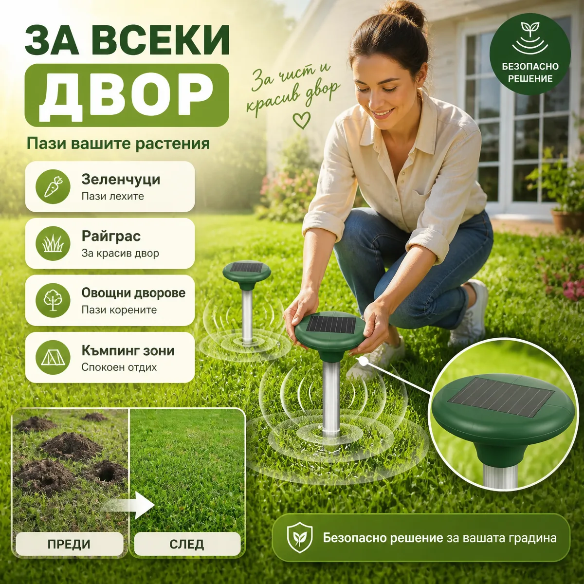 Ηλιακή συσκευή απώθησης τυφλοπόντικων Solar Kreton