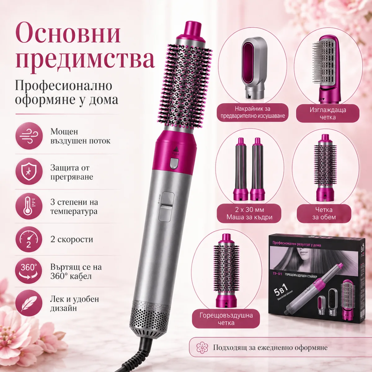 Πολυλειτουργικό Styler Μαλλιών 5 σε 1 με Θερμό Αέρα