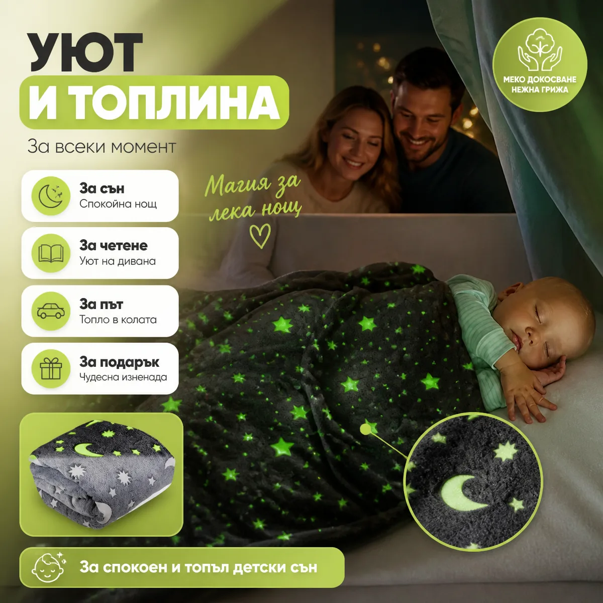 Κουβέρτα Magic Blanket που λάμπει στο σκοτάδι