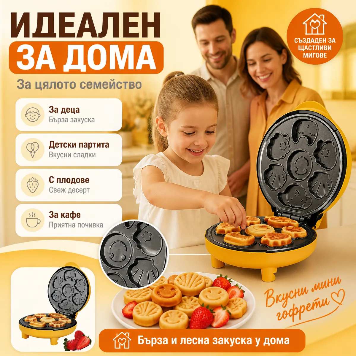 Ηλεκτρική μίνι βαφλιέρα με 7 φόρμες