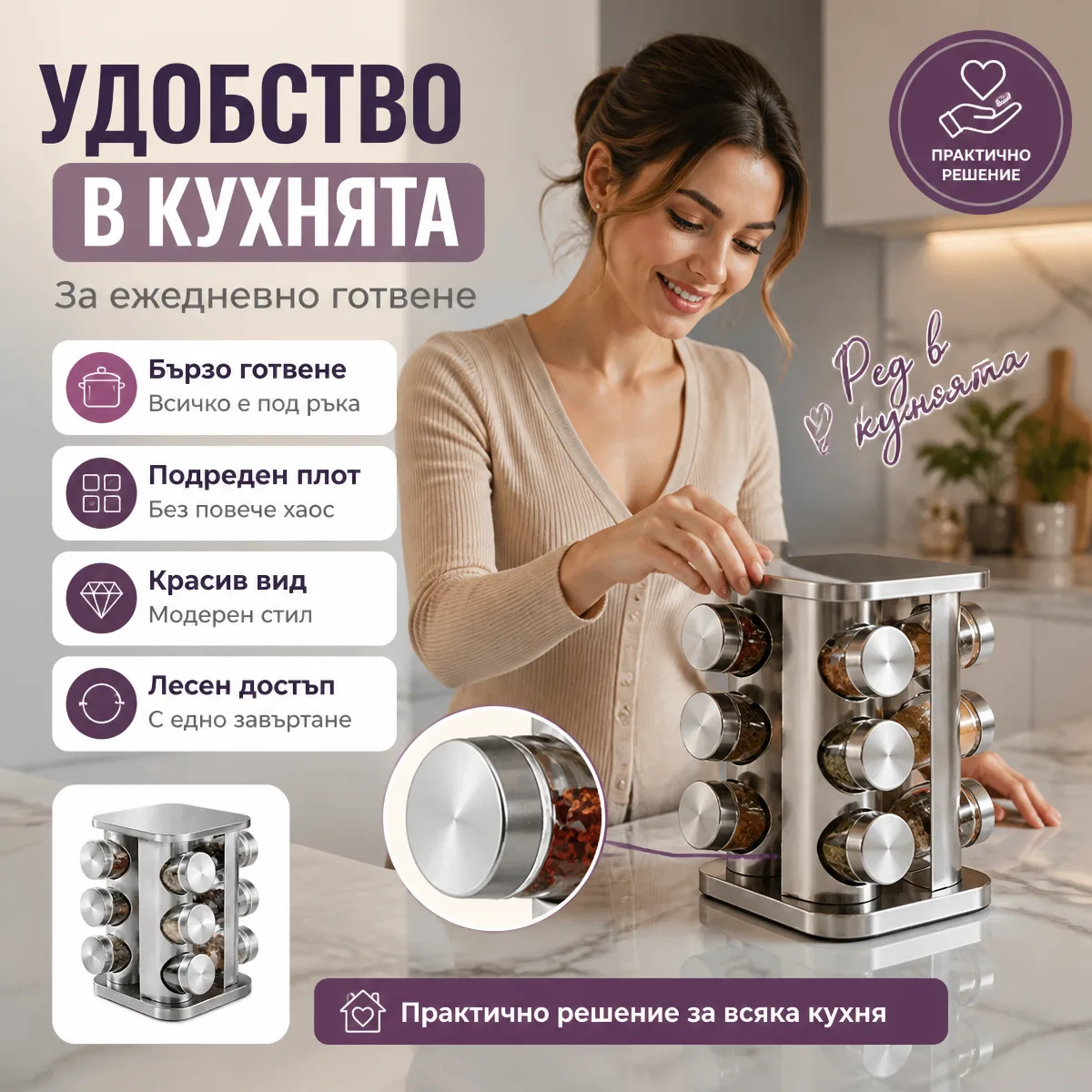 Περιστρεφόμενη μεταλλική βάση μπαχαρικών Raitot